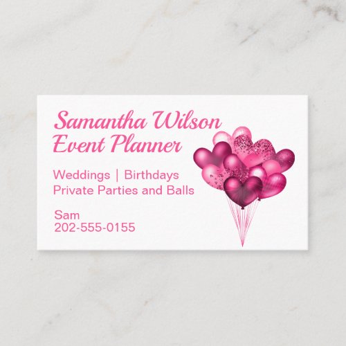 Pink Heart Balloons Business Card