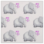 Pink Heart Balloons Elephant Baby Girl's Nursery Fabric