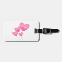 pink heart balloons i love you mom luggage tag