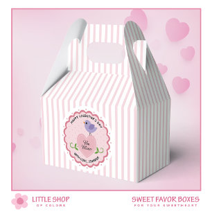 Pink Heart Be Mine Love Bird Valentines Day Favor Boxes
