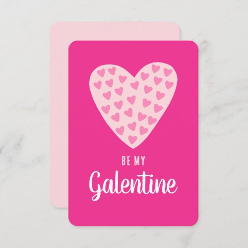 Pink Heart Be My Galentine Personalized Name Note Card