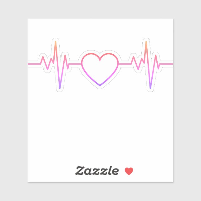 Pink Heart Beat EKG Sticker (Sheet)