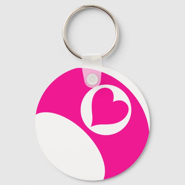 PINK HEART BILLIARDS BALL KEYCHAIN (Front)