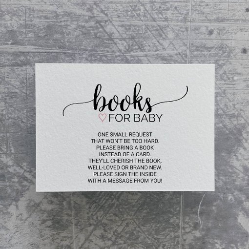 Pink Heart | Black Calligraphy Book Request Insert | Zazzle
