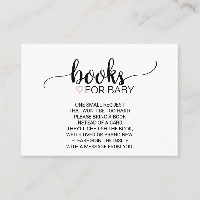 Pink Heart | Black Calligraphy Book Request Insert (Front)