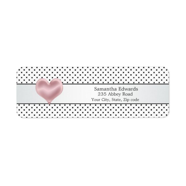 Pink heart black polka dot Label (Front)