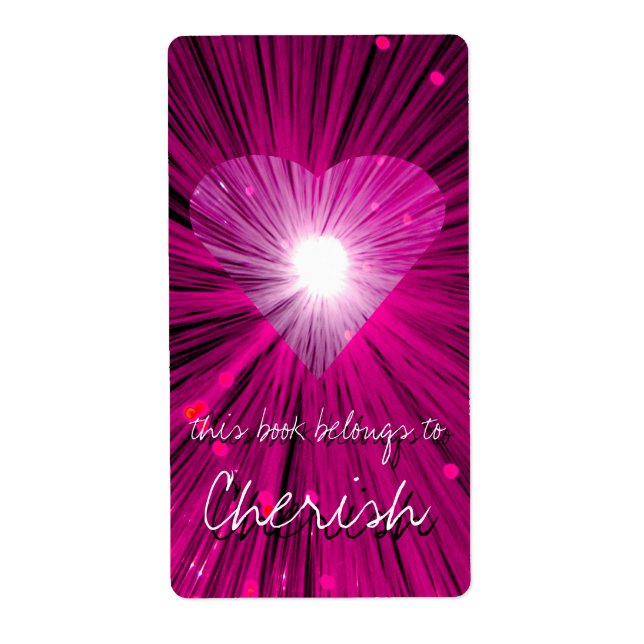 Pink Heart bookplate  label (Front)