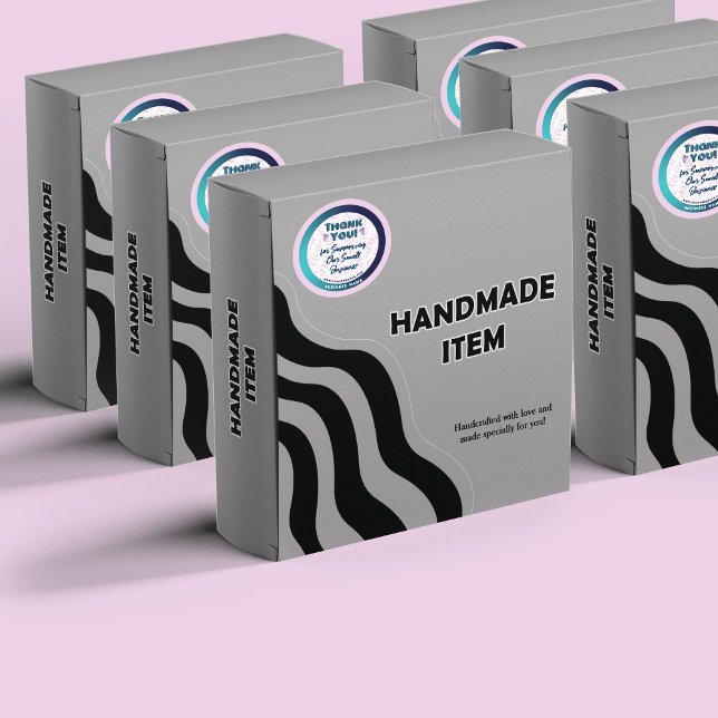 Pink Heart Botanical Thank You Gradient Packaging Classic Round Sticker (Creator Uploaded)