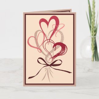 Pink Heart Bouquet Valentine’s Day Greeting Card
