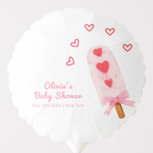 Pink Heart Bow Ice Cream Ready To Pop Baby Shower Balloon