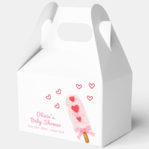 Pink Heart Bow Ice Cream Ready To Pop Baby Shower Favor Boxes