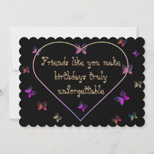 Pink Heart Butterflies Birthday thank you card