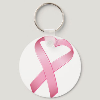 Pink Heart Cancer Ribbon 2 Keychain