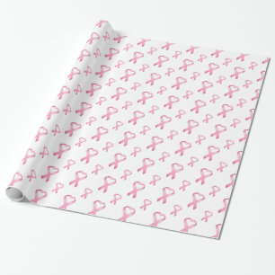Pink Heart Cancer Ribbon 2 Wrapping Paper