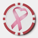 Pink Heart Cancer Ribbon Poker Chips at Zazzle