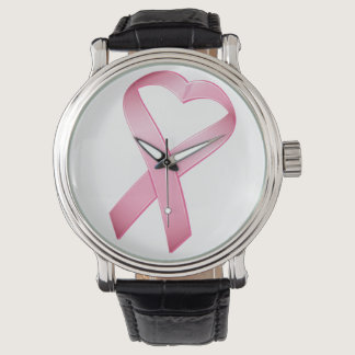 Pink Heart Cancer Ribbon Watch