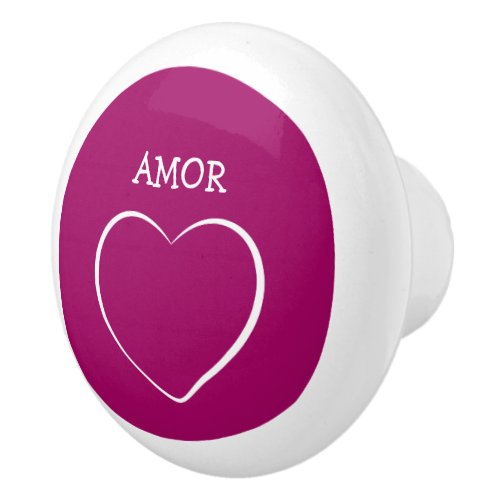 Pink Heart  Ceramic Knob