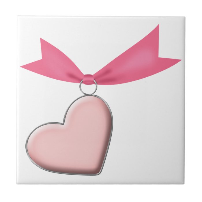 PINK HEART CHARM RIBBON GIRLY LOVE DATING MOTIVATI TILES