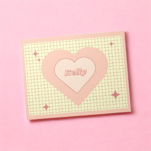 Pink Heart Checkered Pattern Valentine's Day Notepad