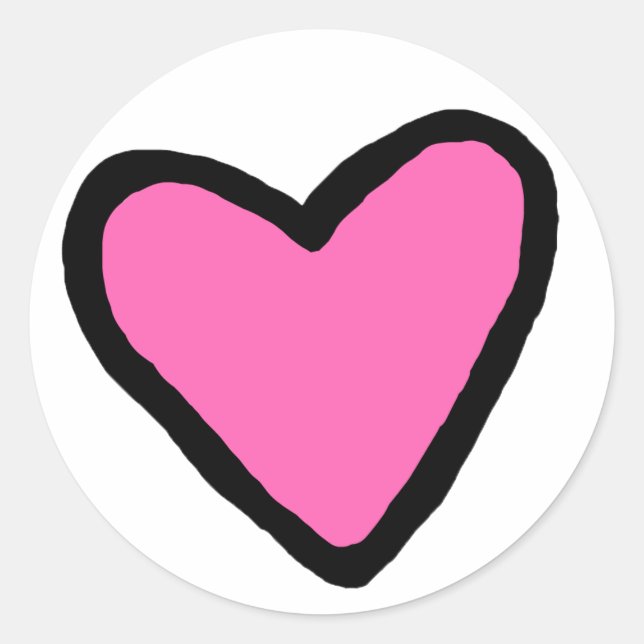 Pink Heart Circle Stickers (Front)