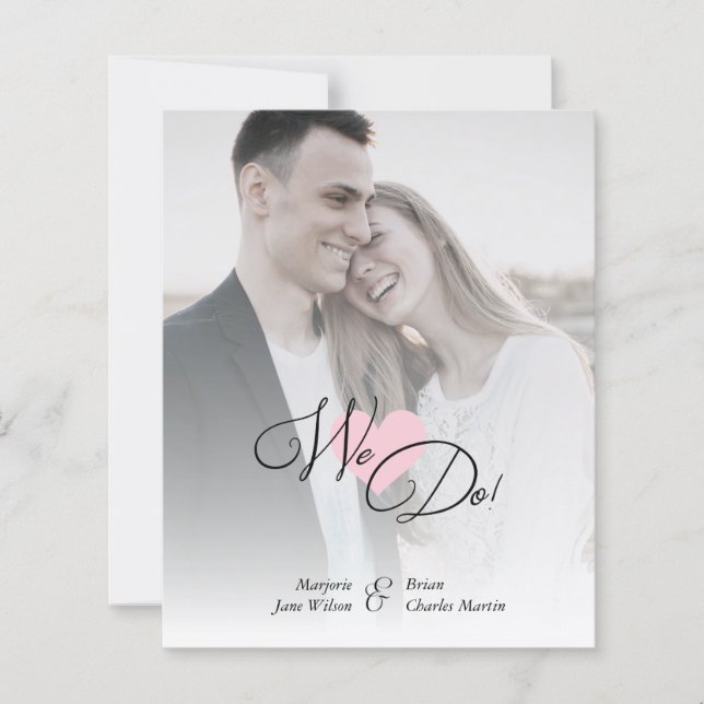 Pink Heart Classic Romantic 2 Photos Wedding (Front)