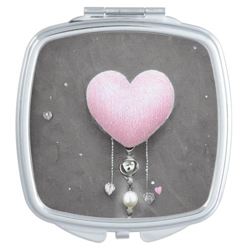 Pink Heart Compact Mirror