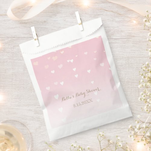 Pink Heart Confetti Baby Shower Favor Bag