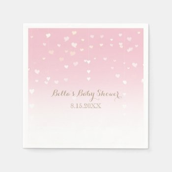 Pink Heart Confetti Baby Shower Napkins by FancyMeWedding at Zazzle
