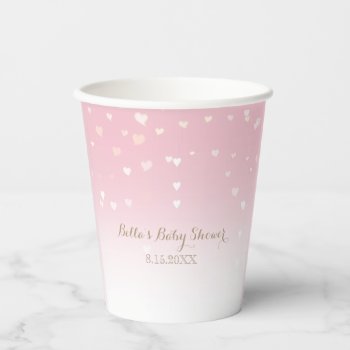 Pink Heart Confetti Baby Shower Paper Cups by FancyMeWedding at Zazzle