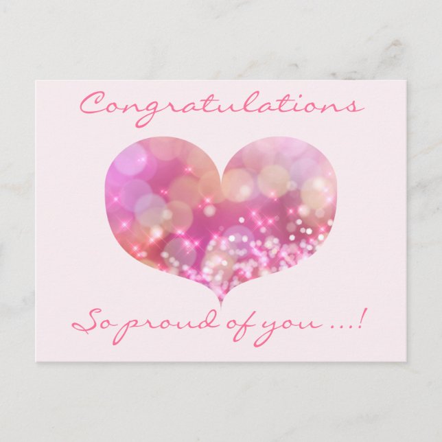 Pink Heart | Congratulations Graduation Postcard (Front)