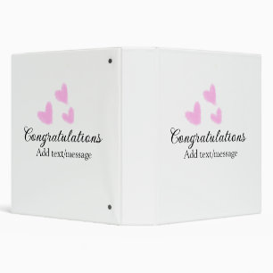 Pink heart congratulations graduation watercolor a 3 ring binder