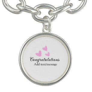 Pink heart congratulations graduation watercolor a bracelet