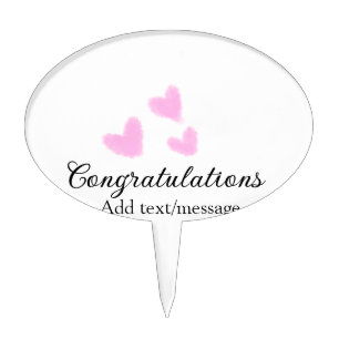 Pink heart congratulations graduation watercolor a cake topper