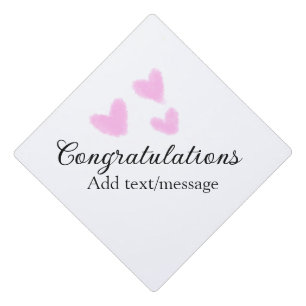 Pink heart congratulations graduation watercolor a cap topper