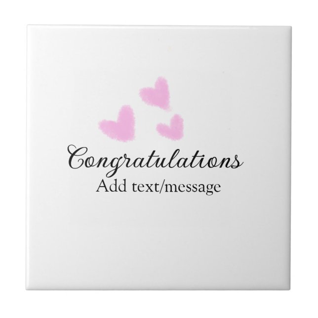 Pink heart congratulations graduation watercolor a ceramic tile (Front)