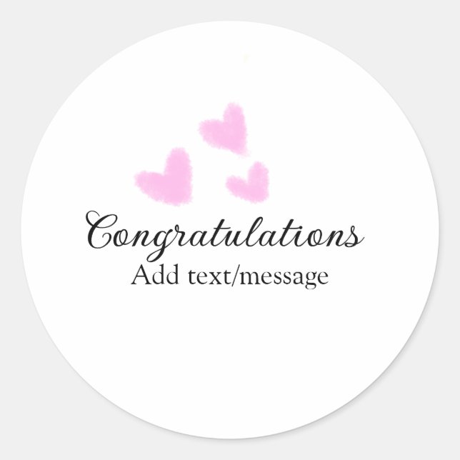 Pink heart congratulations graduation watercolor a classic round sticker (Front)