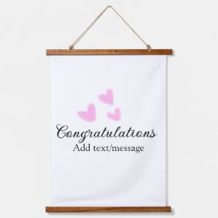 Pink heart congratulations graduation watercolor a hanging tapestry