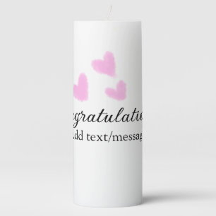 Pink heart congratulations graduation watercolor a pillar candle