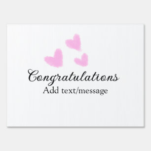 Pink heart congratulations graduation watercolor a sign