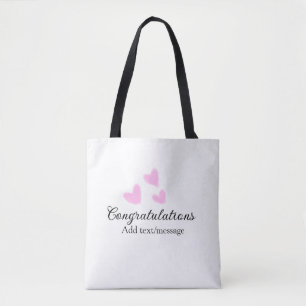 Pink heart congratulations graduation watercolor a tote bag