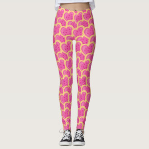 Pink Heart Cookies Baking Food Valentines GIft Leggings