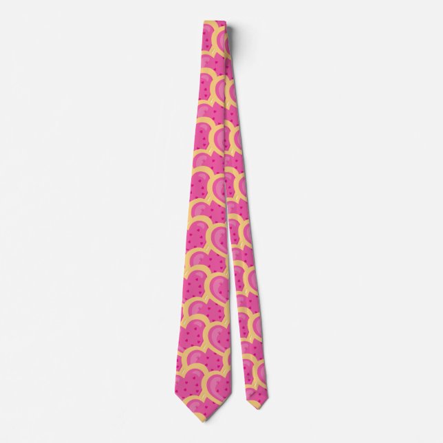 Pink Heart Cookies Baking Food Valentines GIft Neck Tie (Front)