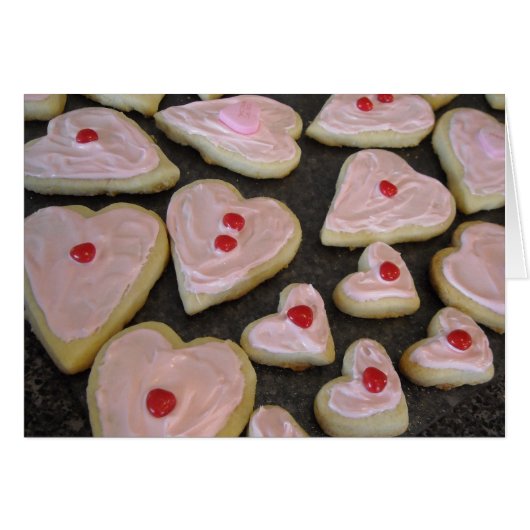 Pink Heart Cookies Cards (Front Horizontal)