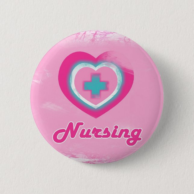 Pink Heart & Cross- Nursing Button (Front)