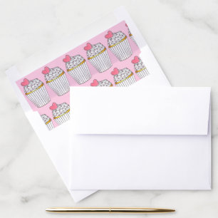 Pink Heart Cupcake Bridal Baby Shower Celebration Envelope Liner