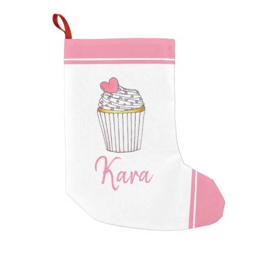 Pink Heart Cupcake Bridal Baby Shower Celebration Small Christmas Stocking