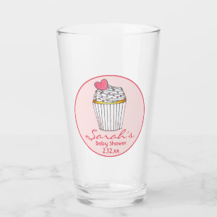 Pink Heart Cupcake Bridal Baby Shower Favor Glass