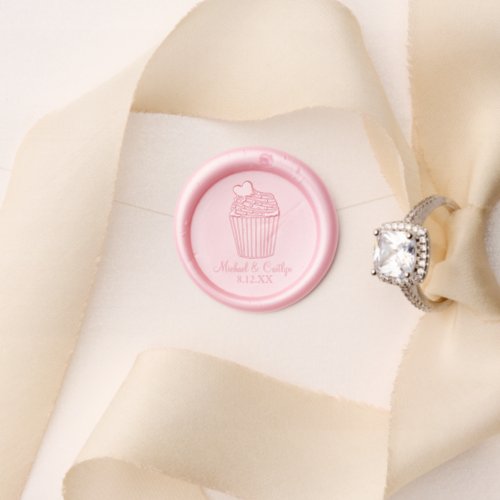 Pink Heart Cupcake Bridal Baby Shower Wedding Wax Seal Stamp