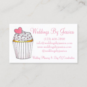 Pink Heart Cupcake Cake Wedding Planner Bakery Business Card