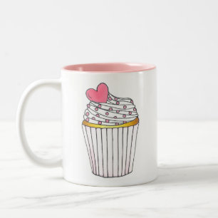 Pink Heart Cupcake Personalized Wedding Mug